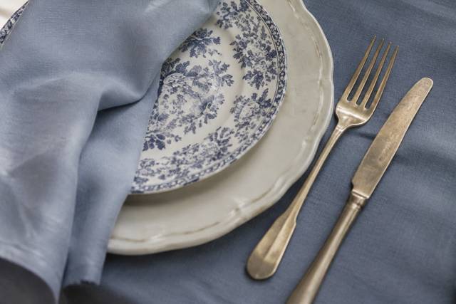 Mise en place nei toni del blu