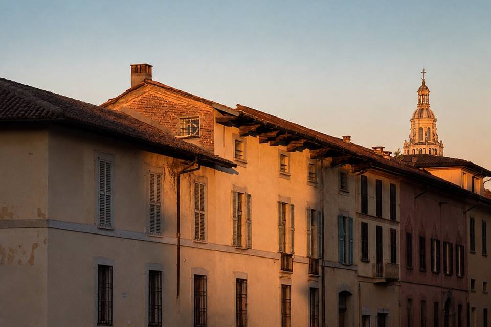 Atmosfera pavese al tramonto