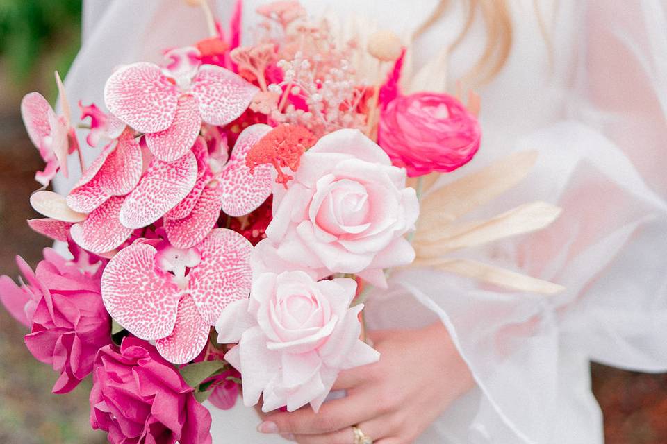 Bride colourful bouquet