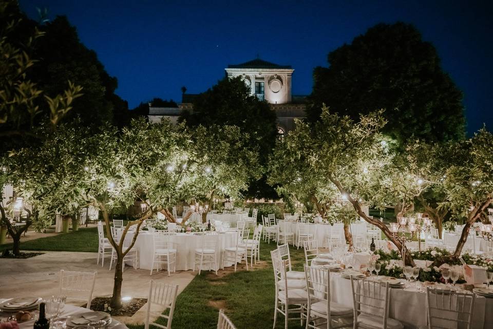 Cena nell'aranceto