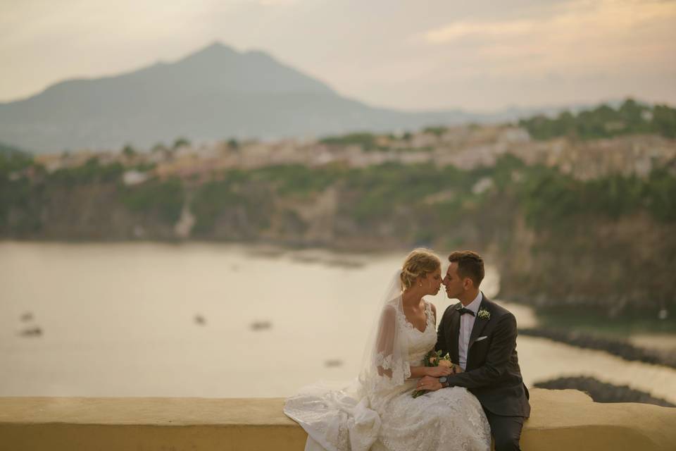 Landscape bride and groom