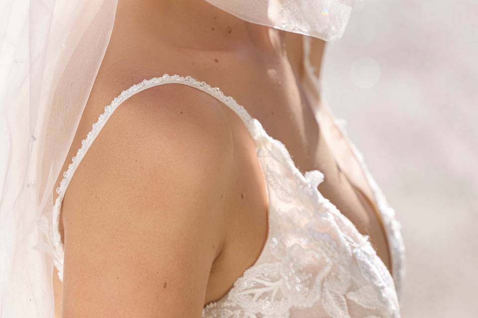Amigoni Sposa velo con perline