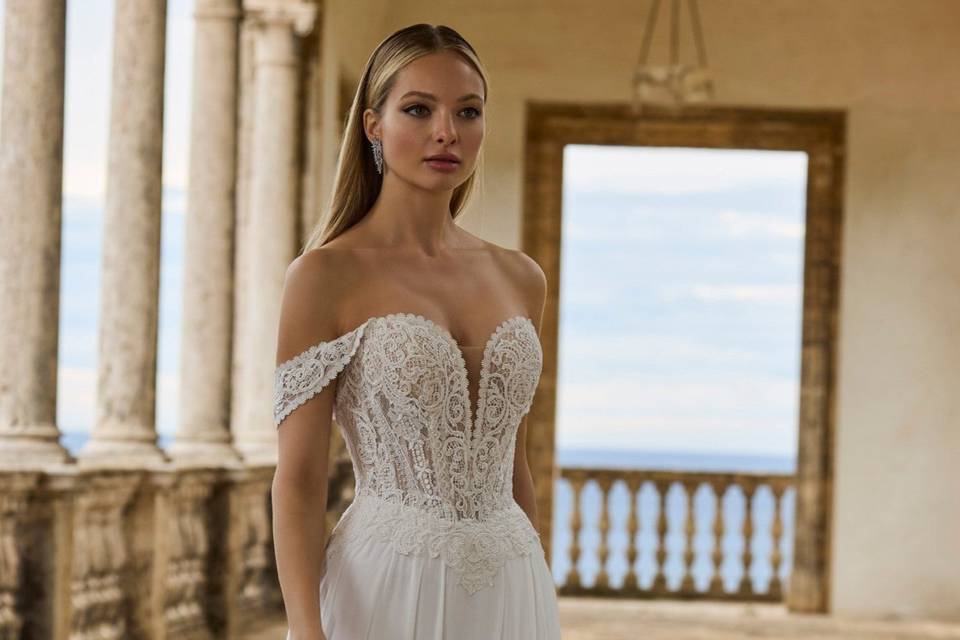 Amigoni Sposa chiffon spacco