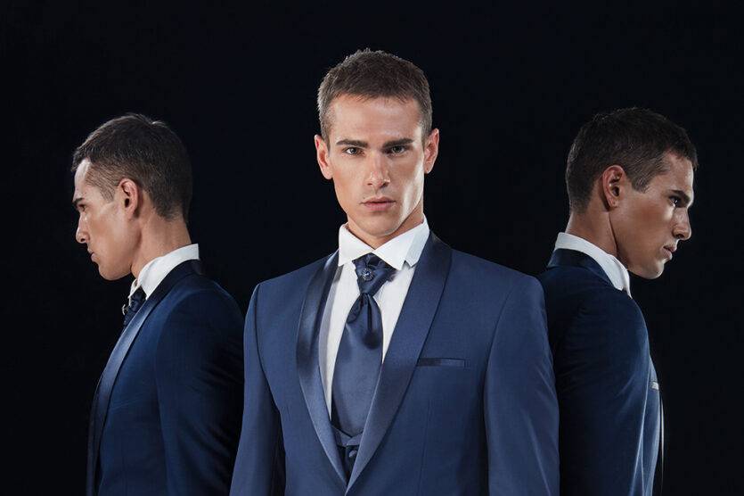 Amigoni Sposo smoking blu