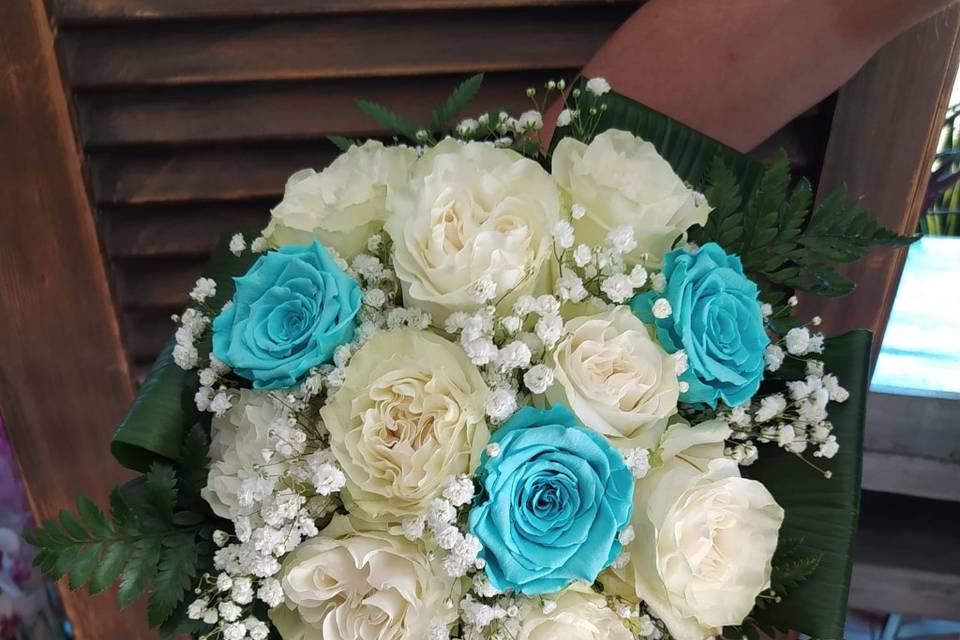 Bouquet rose boanche e Tiffany