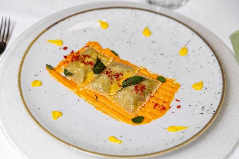 tris ravioli salsa arancione