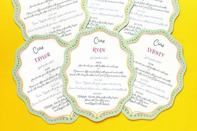 Menu sagomati nominativi