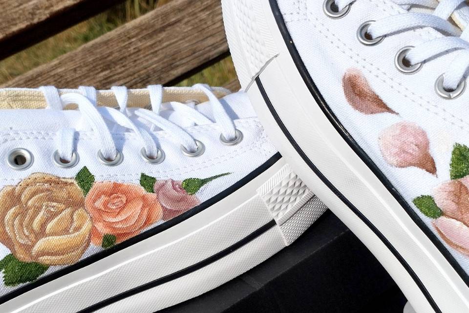 Scarpe sposa con rose