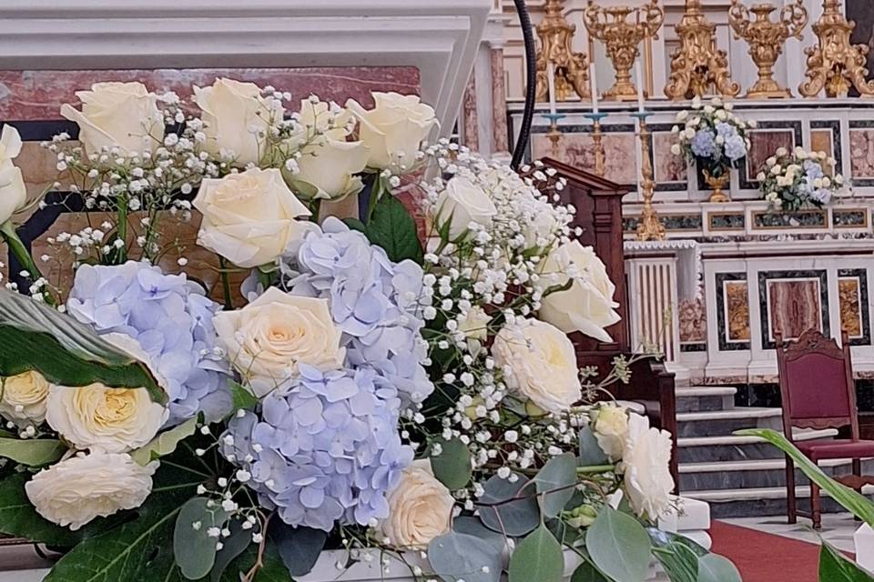 Ortensie pervenga rose bianche