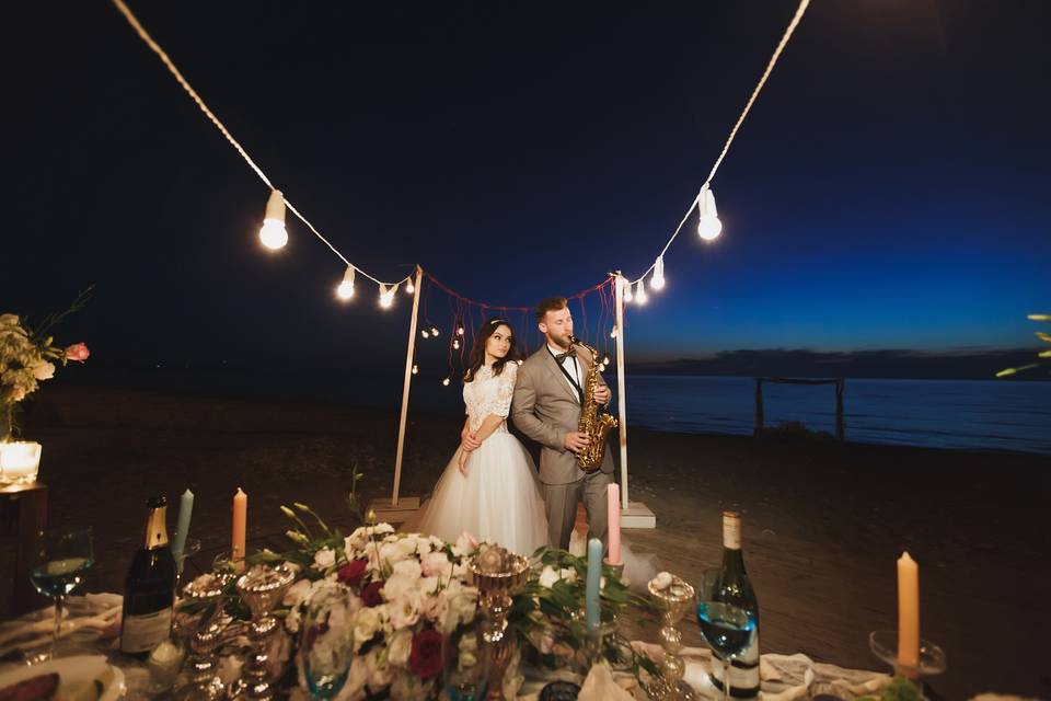 Romantic dinner on the beach