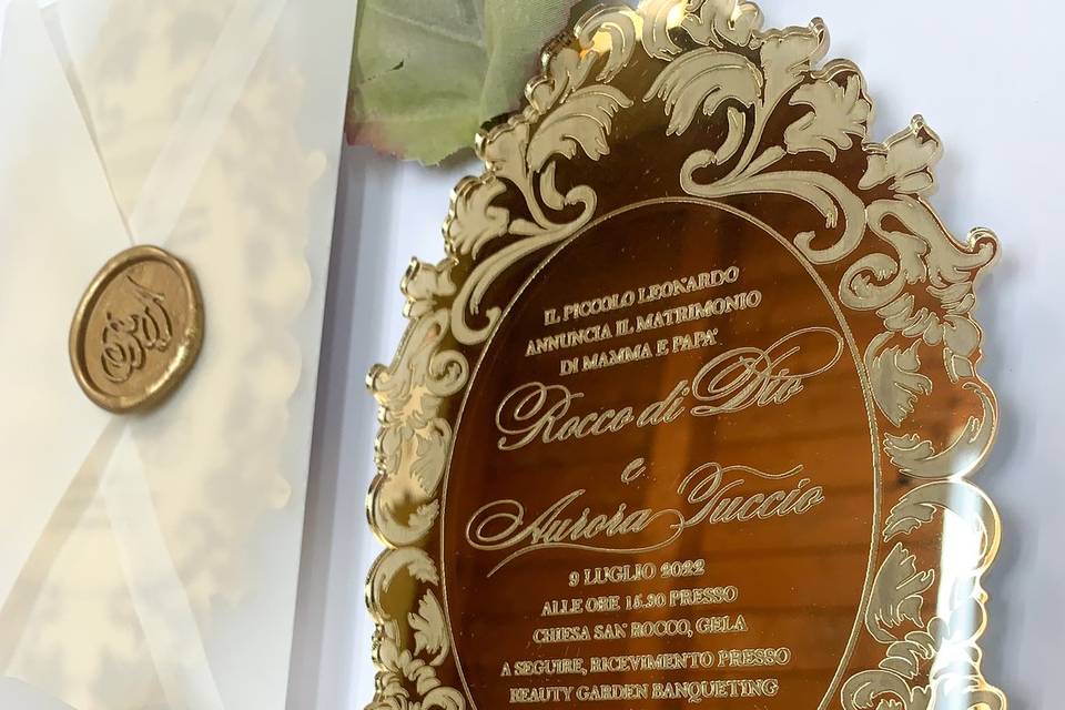Plexiglass dorato,busta Vellum
