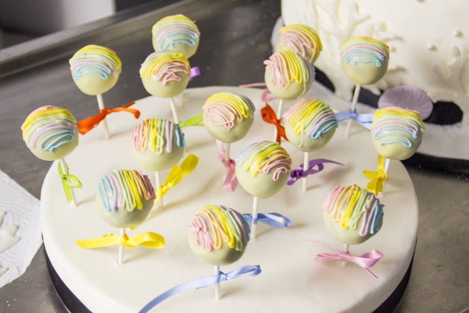 Rainbow sea Cake pops