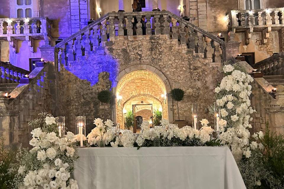 Allestimento tavolo sposi
