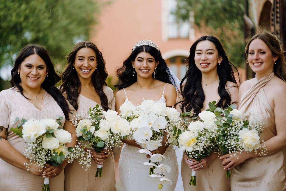 Bride and bridesmaids