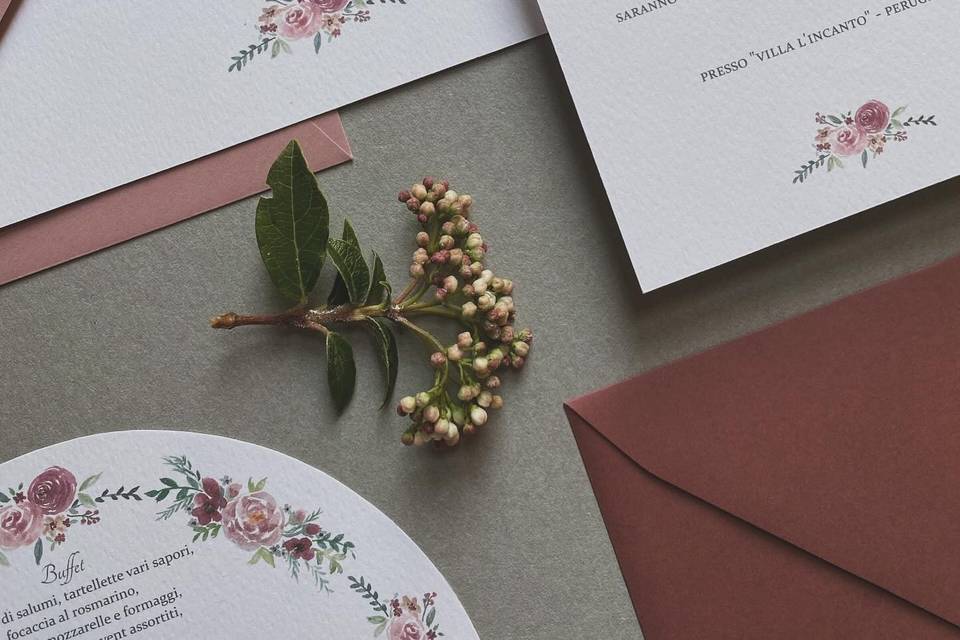 Invito rose acquerello