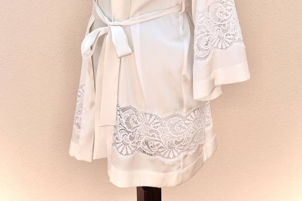 Kimono in Seta+intarsio pizzo