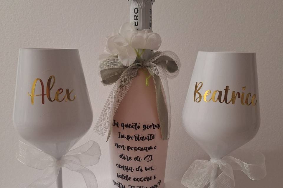 Bottiglia e calici personalizz