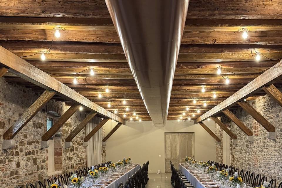 Mise en place con tovaglia blu