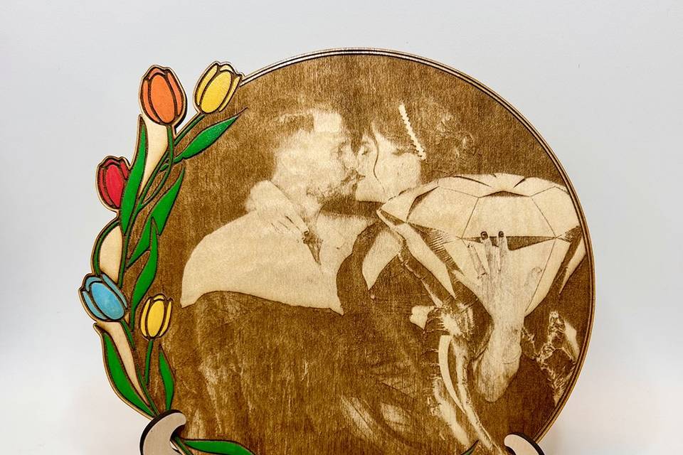 Foto sposi in legno