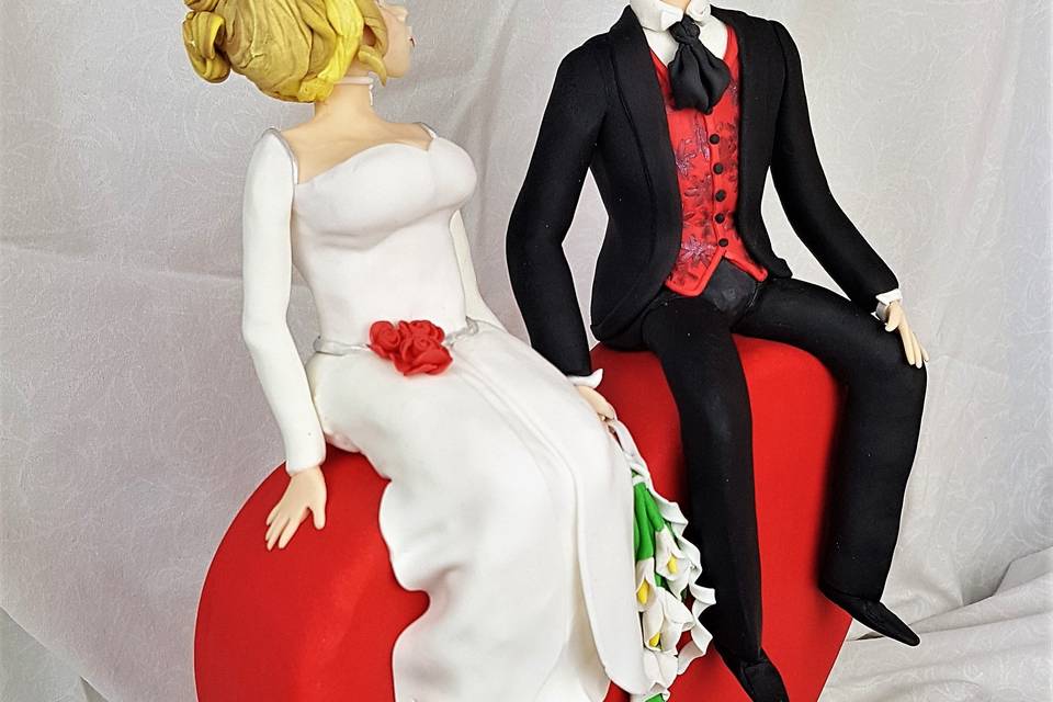 Cake topper sposini cuore