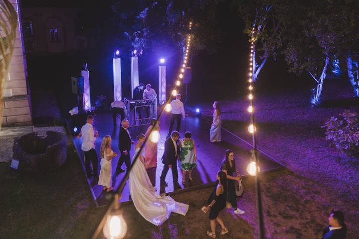 Palco con fari + luci italiana