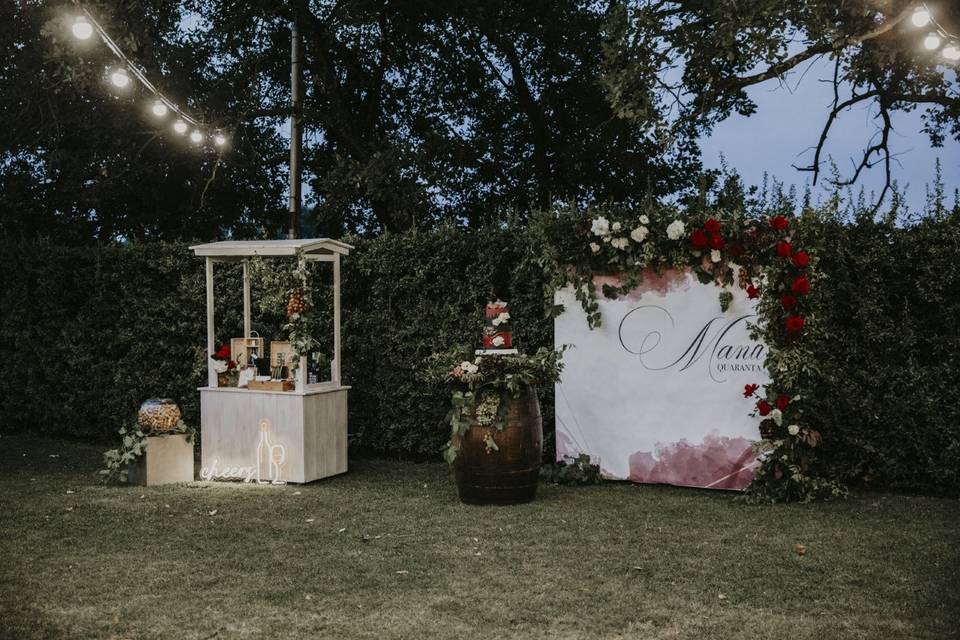 Degustazione vino e backdrop