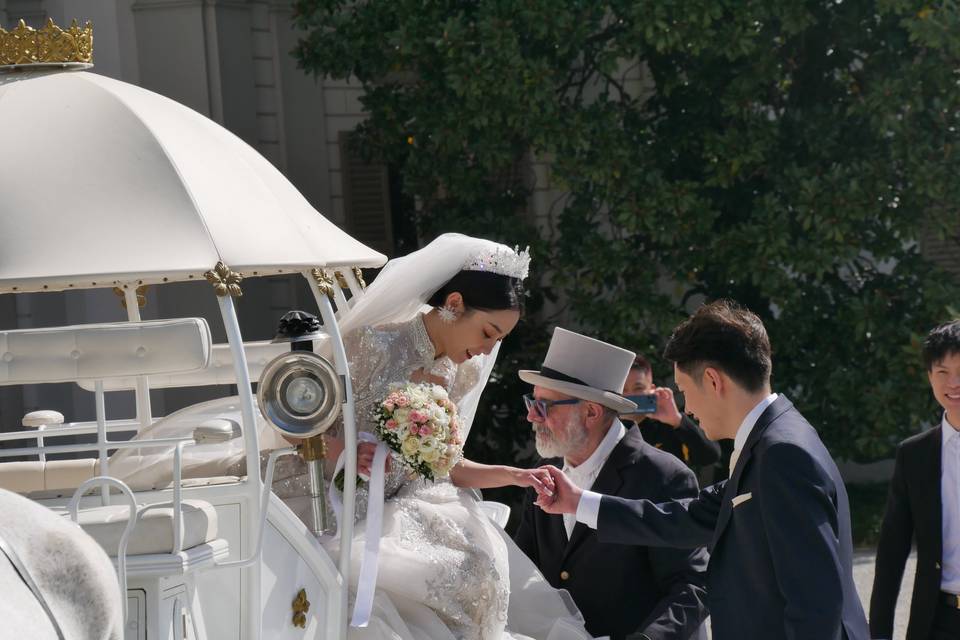 Arrivo sposa in carrozza