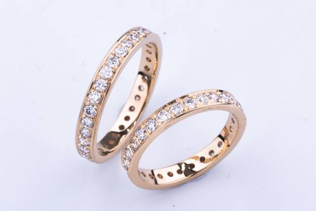 Fedi oro rosa e diamanti