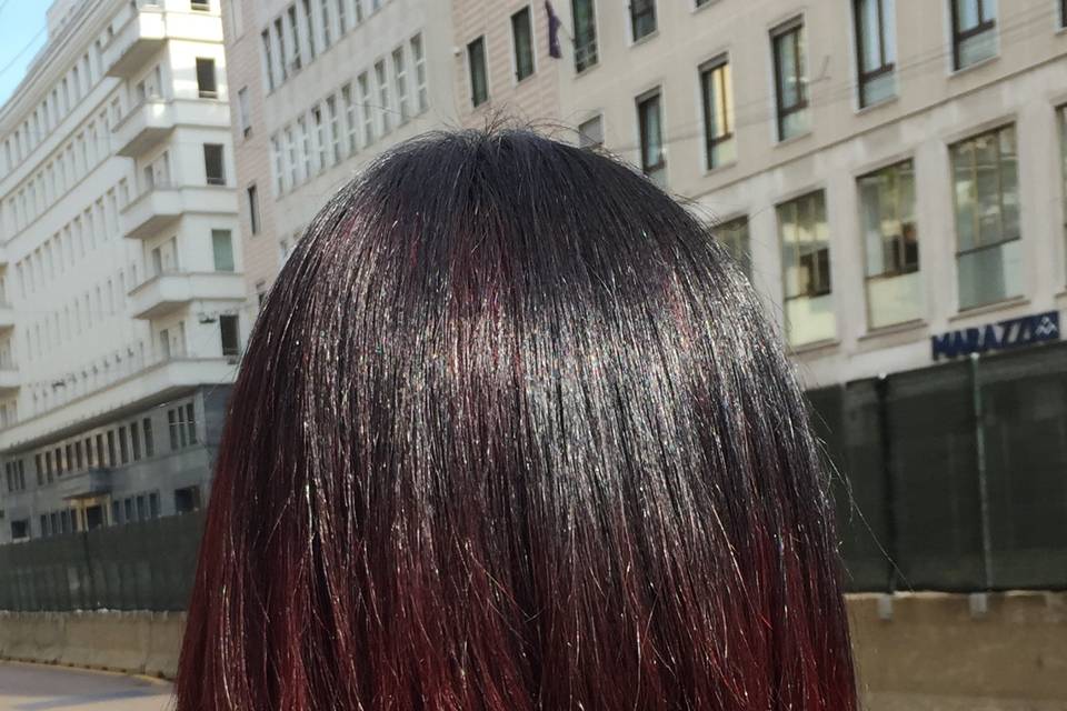 Shatush color bordeaux