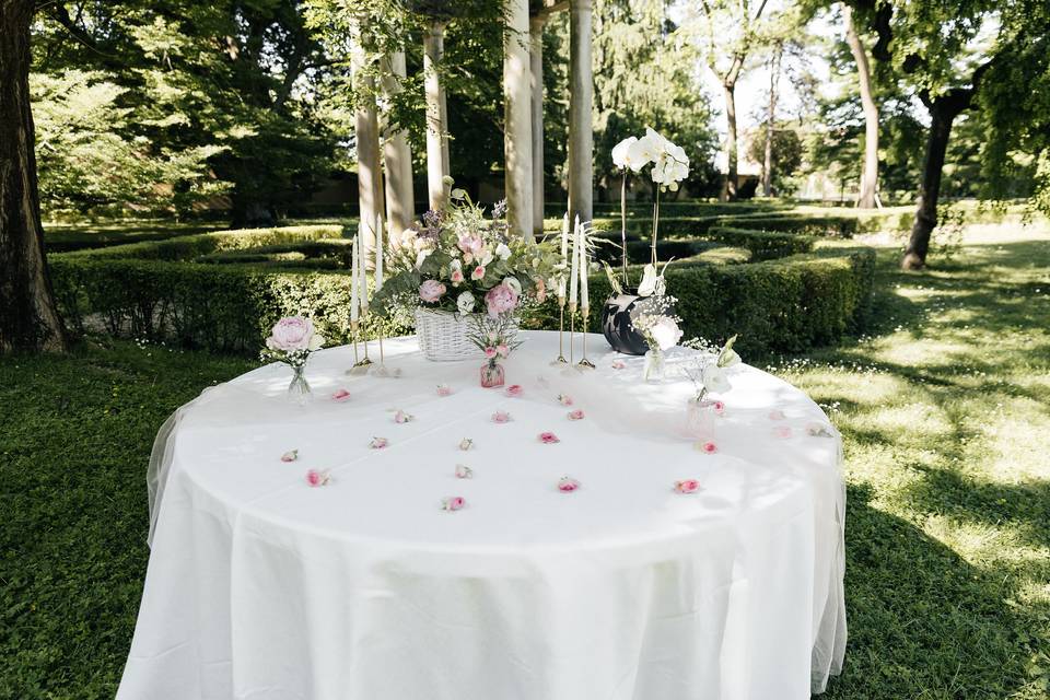 Outdoor wedding setup