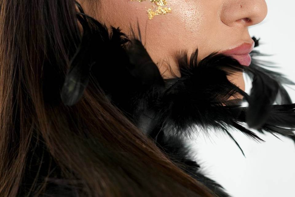 Smokey halo con foglie d'oro