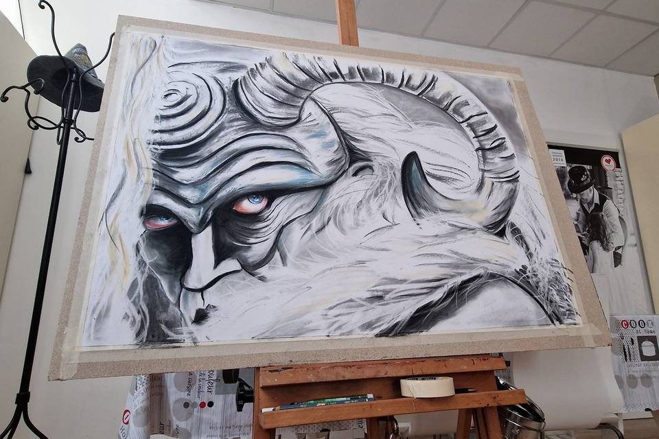 Carboncino ritratto artista