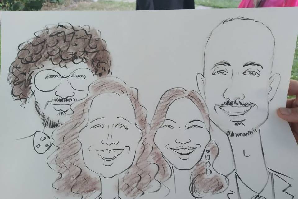 Caricatura live 4 persone