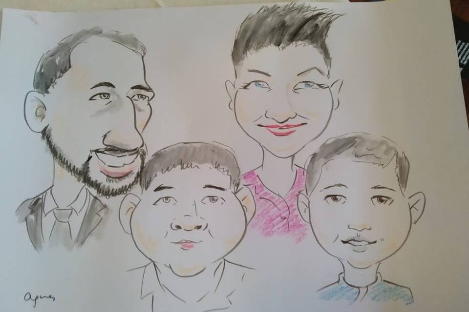 Caricatura famiglia a colori