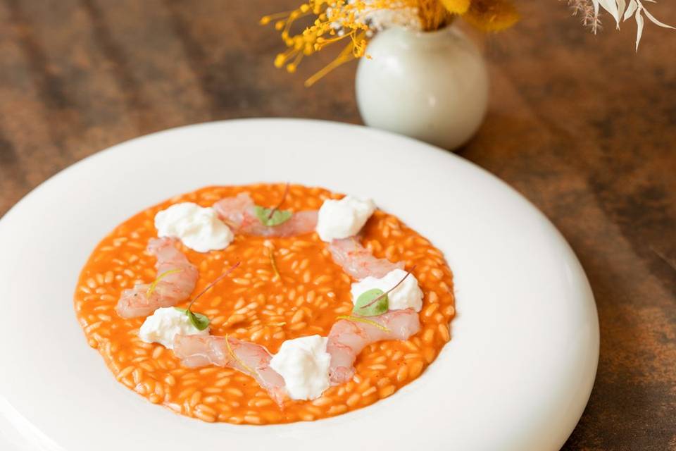 Risotto alle bisque e gamberi