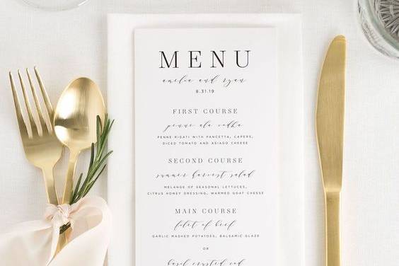 Wedding elegance menu