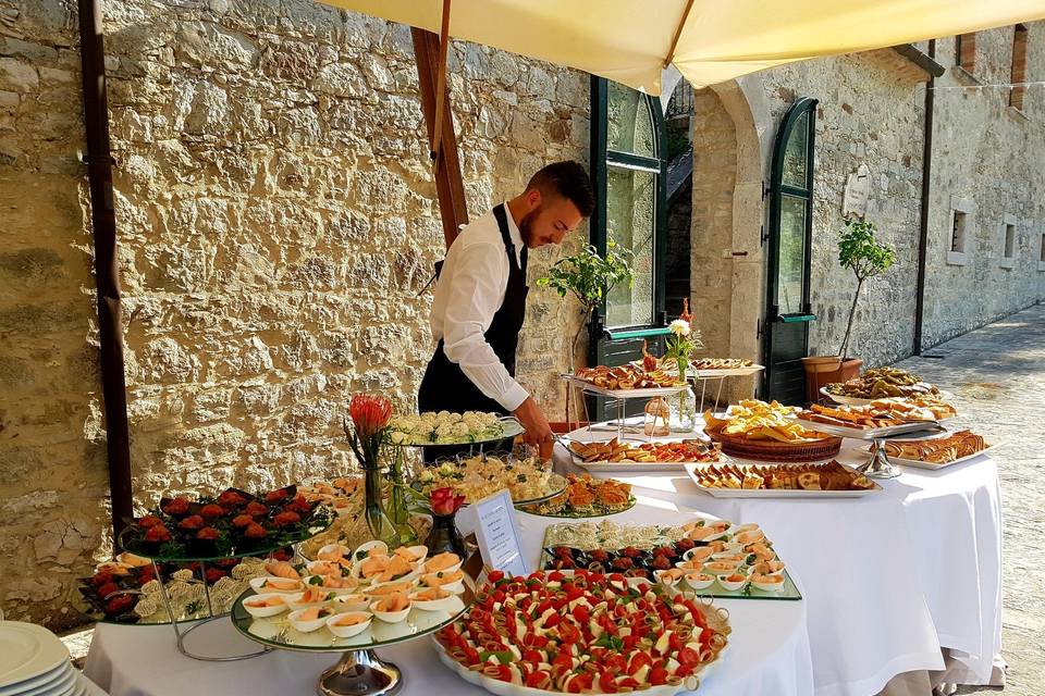 Buffet di benvenuto esterno