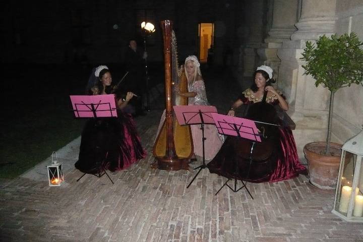 Trio: Arpa-Violino-Violoncello.. Con abiti ottocentesci..