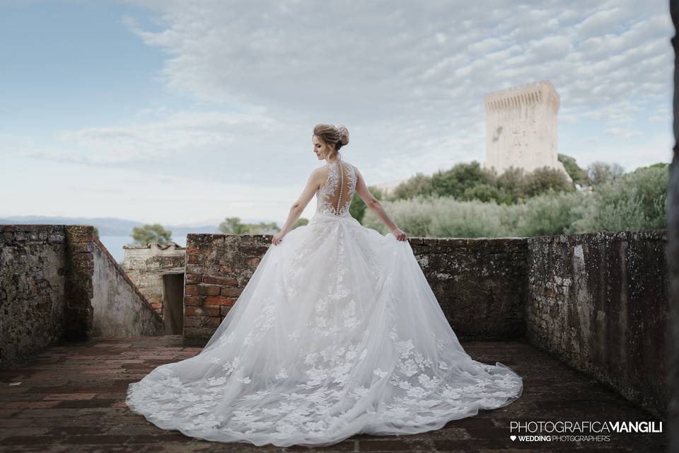 The bride and her dress
