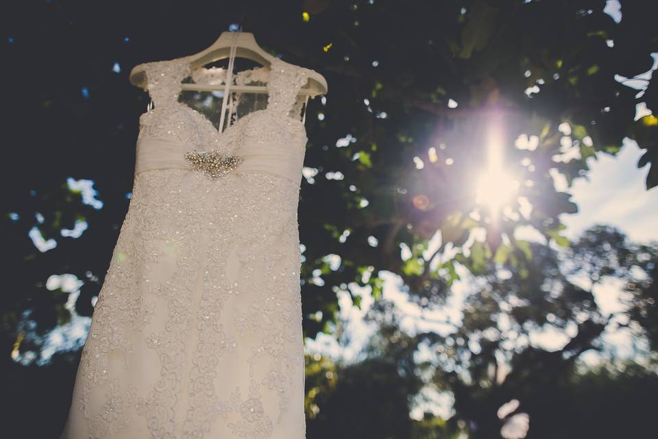 Wedding dress and light