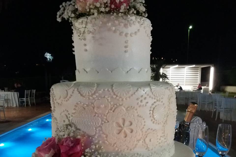 Lace wedding cake