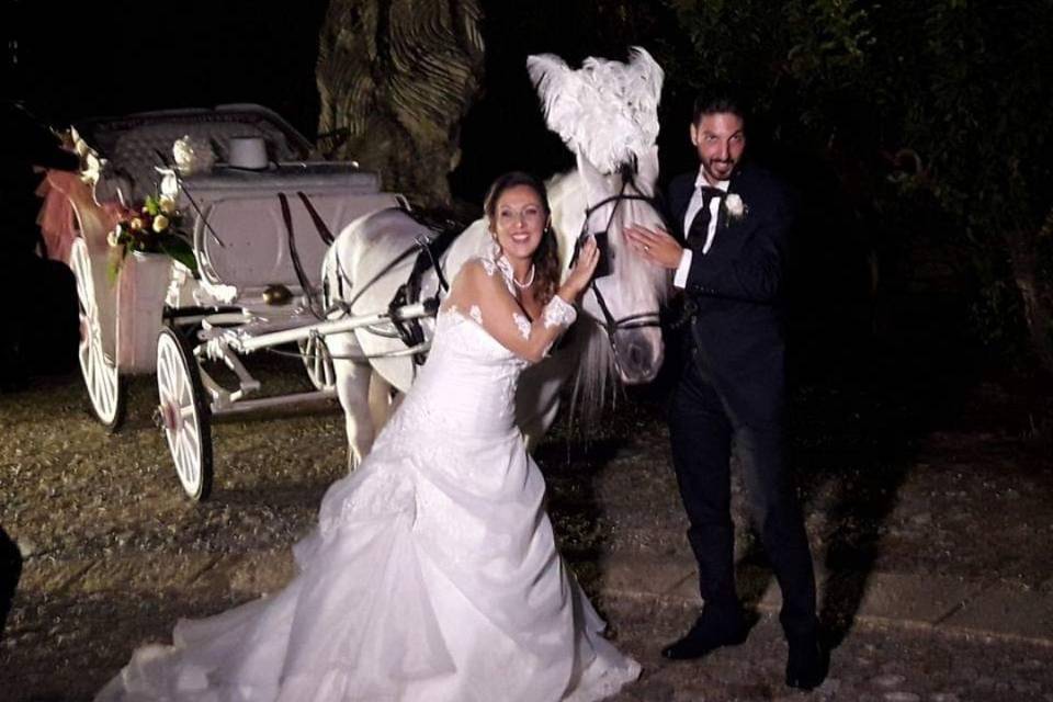 Matrimonio in carrozza bianca