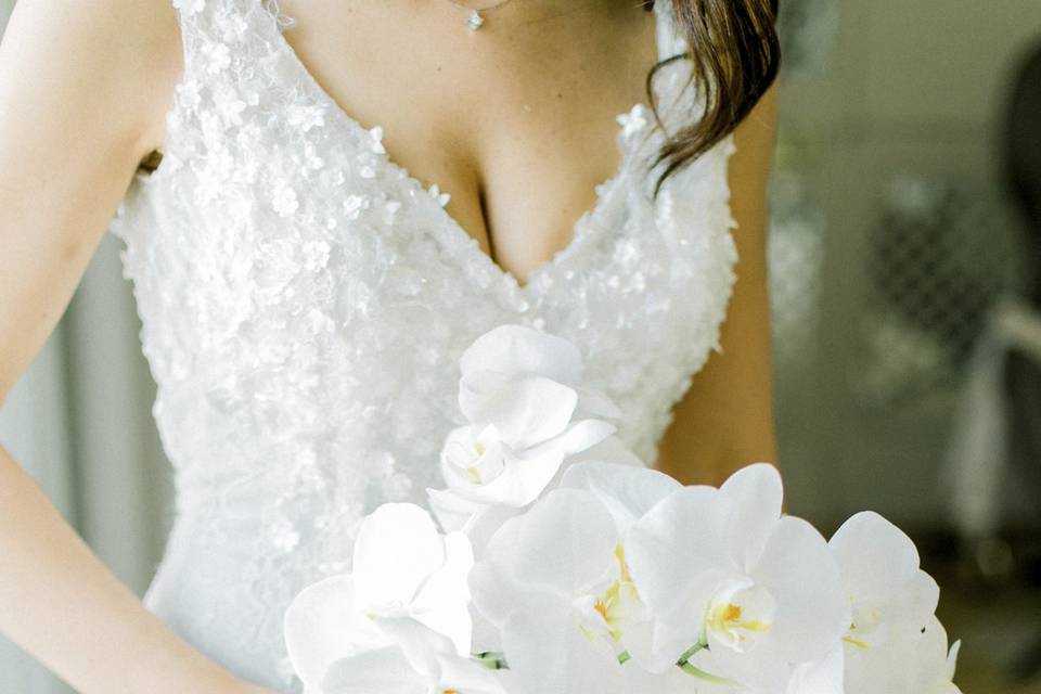 Sposa e bouquet