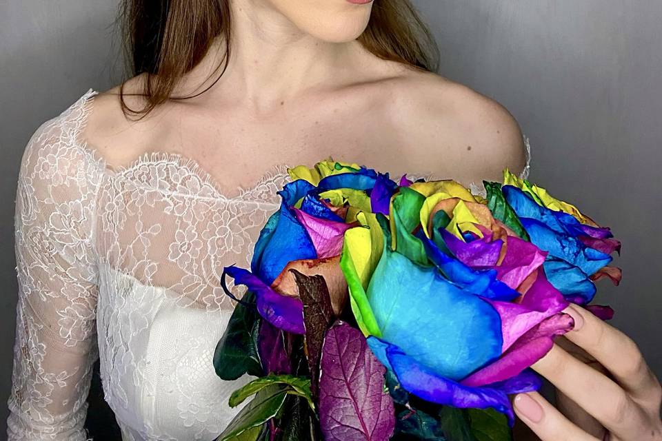 Glam eyes and rainbow flowers!