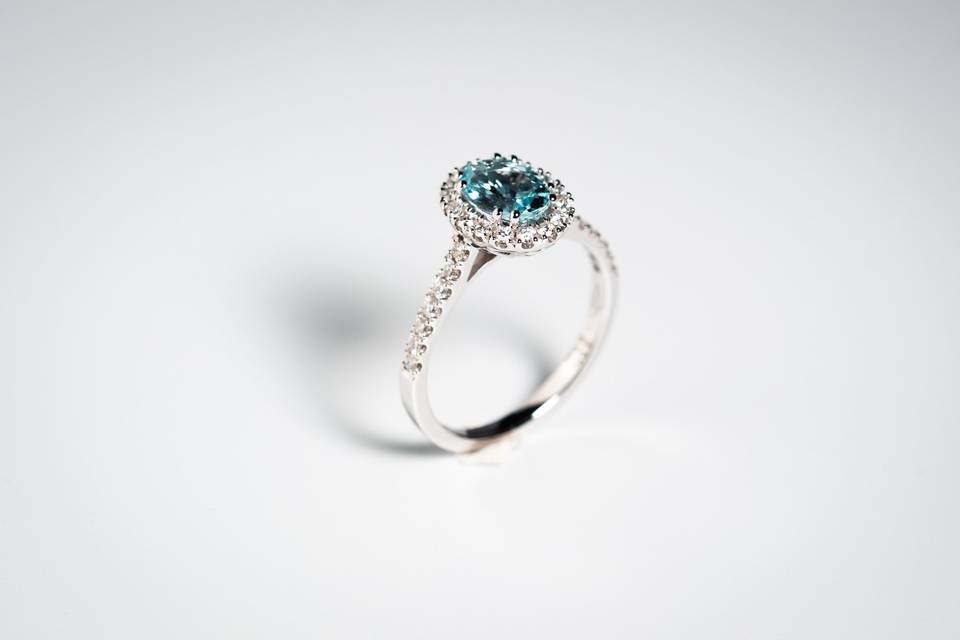 Anello Acquamarina Diamanti