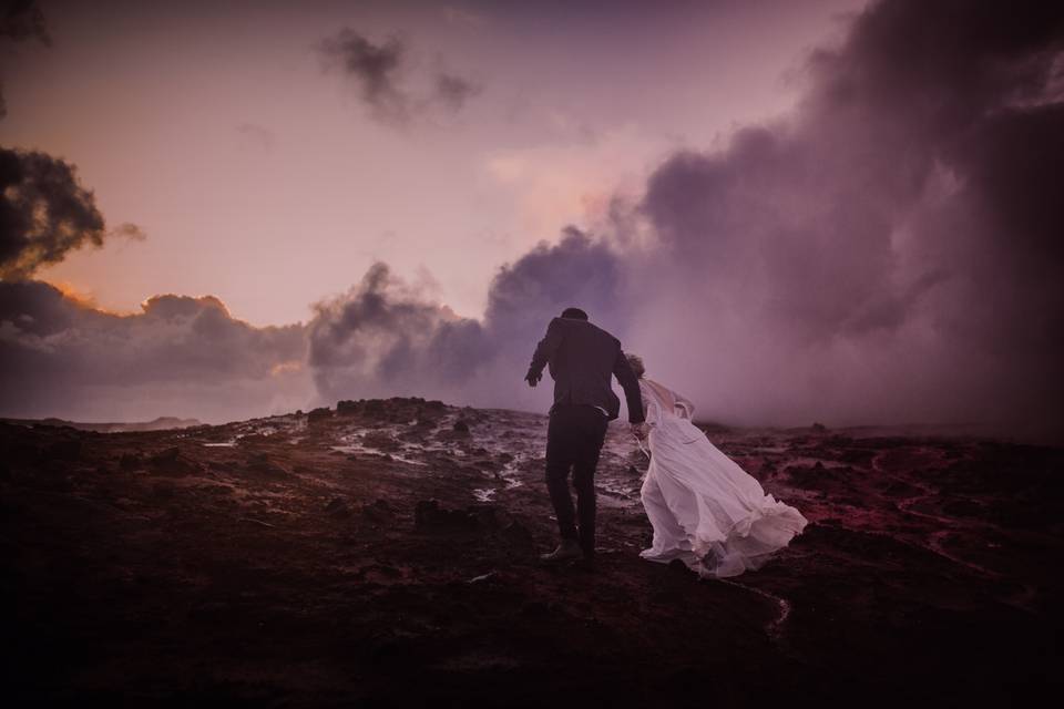 Into a geyser during the sunse