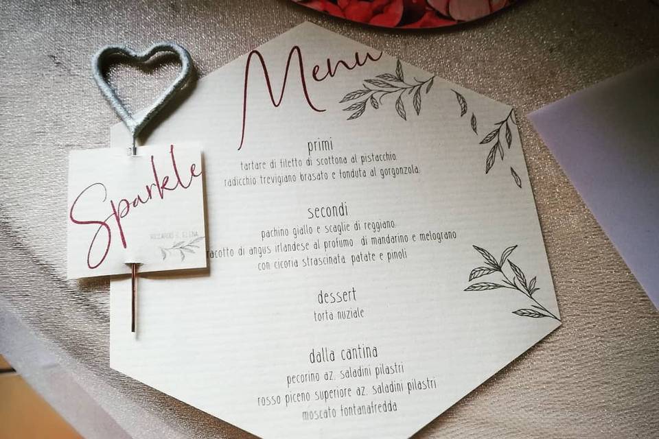 Menu ad esagono e tag sparkle