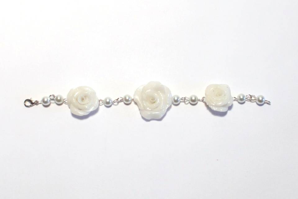 Bracciale cluster perle e rose