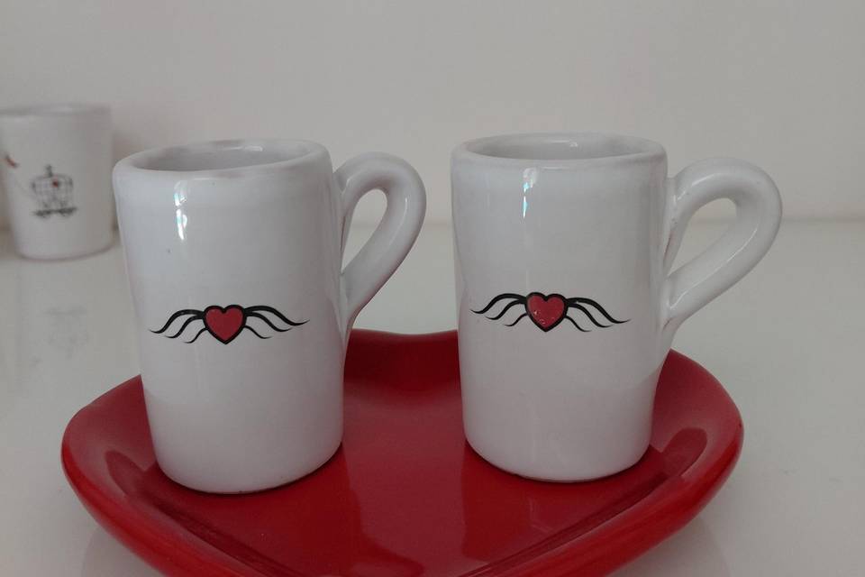Set vassoio cuore e tazzine cu