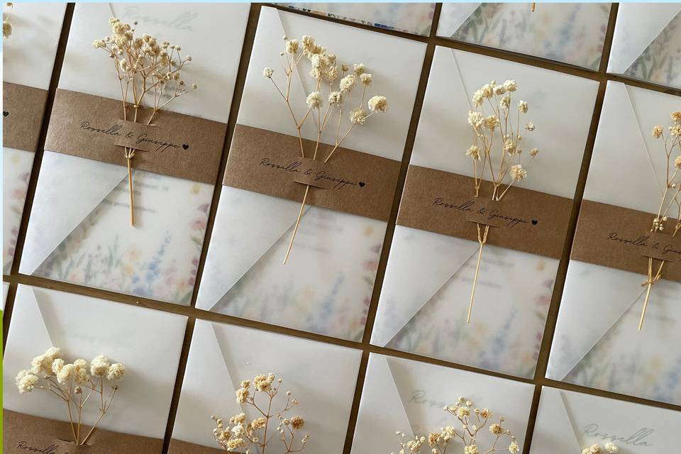 Partecipazione boho fiori camp